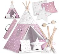 Tenda Teepee Nukido con luci per bambini - Rosa con stelle