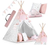 Tenda Teepee Nukido per bambini con ghirlanda e luci - Rosa
