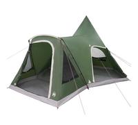 Tenda Teepee verde per 5 persone in poliestere 185T con divisorio | Include aste, tiranti, picchetti, borsa per il trasporto, gancio per lampada, finestra di ventilazione, E-Port