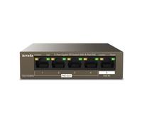 Tenda TEG1105PD, Switch PoE Gigabit a 5 porte con 4 porte PoE+@30W, hub di rete domestica non gestito, splitter Ethernet, design PSE e PD, metallo robusto e senza ventole, protezione a vita limitata