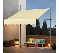 Tenda telescopica retrattile regolabile con manovella, ideale per giardino, patio, balcone, finestra, senza fori, beige, 2 m x 1,2 m, soluzione ombreggiante per esterni