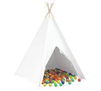 Tenda tepee bianca, 120 x 120 x 150 cm, in tessuto e plastica, tenda da gioco per bambini per interni ed esterni, con telaio leggero, ideale come grotta e nascondiglio per la cameretta dei bambini e