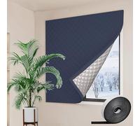 Tenda Termica Isolante 210 x 160 cm, Termico, Impermeabili Isolamento Invernale Riutilizzabile per Rumore Antivento, Pellicola per Isolamento, Con Fissaggi, per Finestre, Blu