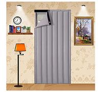 Tenda termica isolata per porta, zanzariere, in cotone ispessito, con isolamento trasparente, antivento, insonorizzato, tenda ispessente in tessuto oscurante (colore: grigio, dimensioni: 90 x 220 cm)