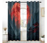 Tenda termica oscurante con occhielli con paesaggio delle montagne | Set di 2 tende oscuranti, protezione dal freddo, dai raggi UV, 245 x 140 cm (altezza x larghezza)