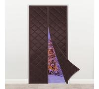 Tenda termica per porta, con chiusura magnetica, facile da installare, senza foratura, isolamento invernale per ingresso, marrone, 120 x 220 cm, decorazione per la casa a risparmio energetico