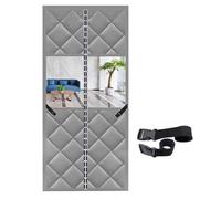 Tenda termica per porta con finestra trasparente e cinghie con fibbia, 100 x 205 cm, grigio PU + cotone, paraspifferi invernale, ad alta efficienza energetica per la casa