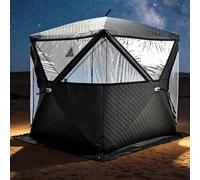 Tenda termica pop-up per 3-5 persone, isolata per pesca sul ghiaccio e sauna all'aperto con cric per stufa, resistente e antivento