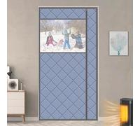 Tenda termica termica per porta, magnetica, in fibra di poliestere e tessuto in poliuretano, antivento, con ganci e passanti e finestra trasparente, mantiene caldo in inverno (blu, 110 x 220 cm)