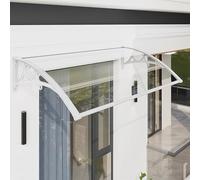 Tenda trasparente curva per porte e finestre, in policarbonato e alluminio, con supporto bianco, ideale per cortili, ville, garage, 80 x 380 cm/31 x 150 cm