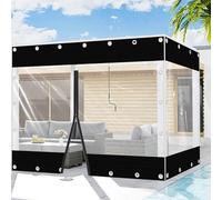 Tenda Trasparente Impermeabile,Tenda Da Esterno in Vinile,Pannello Laterale in Telo Trasparente,Telone in Plastica Trasparente Nero Da 550g/㎡,Personalizzabile,1zipper-3x2m(9.8x6.6ft)