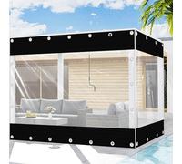 Tenda Trasparente Impermeabile,Tenda Da Esterno in Vinile,Pannello Laterale in Telo Trasparente,Telone in Plastica Trasparente Nero Da 550g/㎡,Personalizzabile,Black-3x2m(9.8x6.6ft)