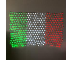 Tenda tricolore Led Bandiera italiana 120x180cm da 280 Led Verde Bianco e Rosso IP44 da esterno Wisdom