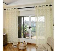 Tenda velata con ricamo in pizzo, leggera, con occhielli, per soggiorno e camera da letto, morbida e traspirante, semi-trasparente, elegante decorazione per la casa