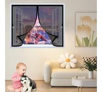 Tenda Zanzariera 100 x 115 cm Chiusura Automatica, Non Ho Più Fastidiosi Insetti in Casa - Non Accorciabile Tende Antizanzare, Mosquito Net per Tutti I Tipi di Finestre, Nero
