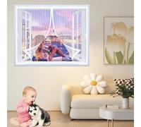 Tenda Zanzariera 100 x 160 cm Chiusura Automatica, Non Ho Più Fastidiosi Insetti in Casa - Non Accorciabile Tende Antizanzare, Mosquito Net per Tutti I Tipi di Finestre, Bianco