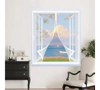 Tenda Zanzariera 110 x 90 cm Chiusura Automatica, Non Ho Più Fastidiosi Insetti in Casa - Non Accorciabile Zanzariera Magnetiche per Finestre per Tutti I Tipi di Finestre, Bianco