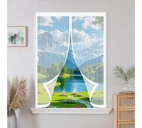 Tenda Zanzariera 115 x 115 cm Chiusura Automatica, Non Ho Più Fastidiosi Insetti in Casa - Non Accorciabile Zanzariera Finestra a Calamita per Tutti I Tipi di Finestre, Bianco