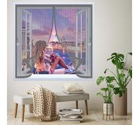 Tenda Zanzariera 120 x 185 cm Chiusura Automatica, Non Ho Più Fastidiosi Insetti in Casa - Non Accorciabile Zanzariera Finestra Tenda per Tutti I Tipi di Finestre, Grigio