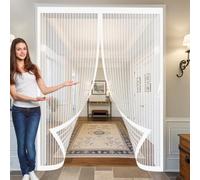 Tenda Zanzariera 120 x 190 cm Non È Necessario Praticare Fori, Apertura e Chiusura Silenziosa, Facile da Installare Zanzariera Porta Finestra Tenda per Balconi, Cantine, Camere, Bianco