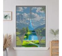 Tenda Zanzariera 125 x 145 cm Chiusura Automatica, Non Ho Più Fastidiosi Insetti in Casa - Non Accorciabile Zanzariera Finestra a Calamita per Tutti I Tipi di Finestre, Grigio