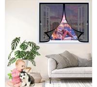 Tenda Zanzariera 150 x 180 cm Chiusura Automatica, Non Ho Più Fastidiosi Insetti in Casa - Non Accorciabile Tenda Zanzariera con Magneti per Tutti I Tipi di Finestre, Nero
