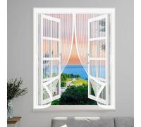 Tenda Zanzariera 50 x 80 cm Chiusura Automatica, Non Ho Più Fastidiosi Insetti in Casa - Non Accorciabile Zanzariera Magnetica per Finestre per Tutti I Tipi di Finestre, Bianco