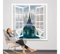 Tenda Zanzariera 55 x 60 cm Chiusura Automatica, Non Ho Più Fastidiosi Insetti in Casa - Non Accorciabile Tenda Zanzariera Finestra Cortile per Tutti I Tipi di Finestre, Bianco