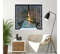 Tenda Zanzariera 80 x 110 cm Chiusura Automatica, Anti-Graffio per Gatti, Magneti Più Forti, Mantiene L'Aria Fresca Fly Screens for Finestre per Tutti I Tipi di Finestre, Nero