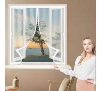 Tenda Zanzariera 84 x 94 cm Non È Necessario Praticare Fori, Apertura e Chiusura Silenziosa, Facile da Installare Tenda di Protezione per Tutti I Tipi di Finestre, Bianco