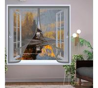 Tenda Zanzariera 85 x 125 cm Chiusura Automatica, Non Ho Più Fastidiosi Insetti in Casa - Non Accorciabile Zanzariera Magnetica per Finestra per Tutti I Tipi di Finestre, Grigio