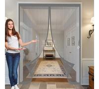 Tenda Zanzariera 95 x 130 cm Non È Necessario Praticare Fori, Apertura e Chiusura Silenziosa, Facile da Installare Zanzariera Porta Finestra Tenda per Balconi, Cantine, Camere, Grigio