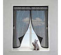 Tenda Zanzariera Finestra 106 x 125 cm Tenda a Mosca Magnetica Adsorbimento Magnetico Antistrappo Zanzariera Porta Magnetica Facile da Installare Senza Fori, per Finestre, Nero