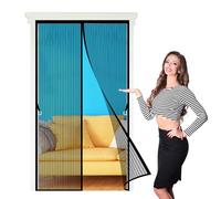 Tenda Zanzariera Magnetica 116 x 185 cm Facile da Installare, Chiusura Automatica Tenda Rete Zanzariera per Porte Finestre Scorrevole Balcone, Nero