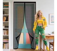 Tenda Zanzariera Magnetica 130 x 222 cm Rete Fine, Tenda Totalmente Magnetica Robusta Traspirante per Porte Finestre, Nero