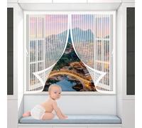 Tenda Zanzariera Magnetica 148 x 102 cm, Magnetica, Chiusura Automatica, Senza Foratura, Rete Fine, Zanzariera per Finestre con Calamita per Porta Finestra Balcone, Bianco