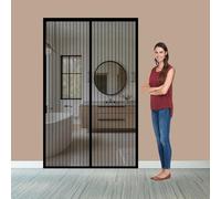 Tenda Zanzariera Magnetica 151 x 243 cm Rete Fine, Nessun Attrezzo Richiesto, Facile da Installare Fliegengitter Balkontür Magnet per Porta Finestra Balcone Soggiorno, Nero