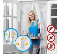 Tenda Zanzariera Magnetica 16 Magneti 120x230 cm per Porte e Finestre Ranieri Bianca