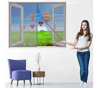 Tenda Zanzariera Magnetica, 85x100 cm Tenda Rete Zanzariera, Chiuso Automaticamente Pieghevole Rete, Finestre per Balconi FinestreFinestre, Grigio P