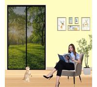 Tenda Zanzariera Magnetica 93 x 215 cm Rete Fine, Nessun Attrezzo Richiesto, Facile da Installare Tendina Magnetica per Zanzariera per Porte da Balcone, Cantine, Terrazze, Nero