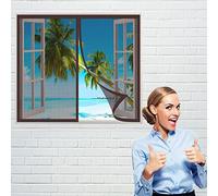 Tenda Zanzariera Magnetica Finestra 100 x 125 cm, Tendina magnetica per zanzariera, Traspirante Aria Fresca per Finestra, Marrone