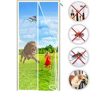 Tenda Zanzariera Magnetica Finestra, 125 x 255 cm Zanzariera Porta Finestra Magnetica, Adsorbimento Magnetico Si Chiude Da Sola, Conveniente Per Bambini E Animali Domestici Bianco