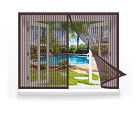 Tenda Zanzariera Magnetica Finestra 150 x 150 cm, Anti Zanzare Calamite Tenda, Adsorbimento Magnetico Antistrappo per Tutte Le Taglie Finestra o Porte, Marrone