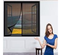 Tenda Zanzariera Magnetica Finestra 96 x 86 cm Tenda Totalmente Magnetica Chiusura Automatica Zanzariera Finestra Apribile Tenda Traspirante for Porte/Finestra, Nero