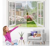 Tenda Zanzariera Magnetica FinestraFinestra 95x175cm Bianco Chiusura Automatica a Calamite-Stop a Zanzare Mosche e Insetti-Autoadesiva Traspirante-per Porta Esterna/Corridoio/Patio