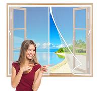 Tenda Zanzariera Magnetica per Finestra 130x145 cm con Calamita Moschiera Zanzariera Finestra Animali Domestici, Colla per Finestre Bianco Z