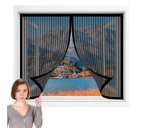 Tenda Zanzariera Magnetica per Finestra 163 x 87 cm Zanzariere Magnetiche Chiudi Automaticamente Rete Anti Zanzare Crittografia per Finestre di Diverse Dimensioni, Nero