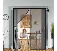 tenda zanzariera magnetica porta finestra 145 x 215 cm Zanzariera Magnetica a Chiusura Automatica, Tenda di Protezione dagli Insetti per Porta del Balcone del Soggiorno Punch Gratuito - Nero