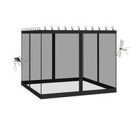 Tenda Zanzariera per Gazebo, Pareti Laterali per Pergola da Esterno, Universale Schermo Rete Giardino, Anti Zanzara Mosche per pergola, Rete Per Insetti (Black, 365x365x220 cm)