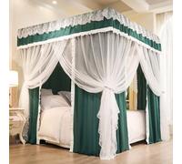 Tenda Zanzariera Per Letto Matrimoniale/letto Matrimoniale/queen/king Size - Baldacchino A 4 Angoli Per Letto Per Ragazze, Camera Da Letto Per Adulti, Ca(Size:California King,Color:Verde scuro solido)